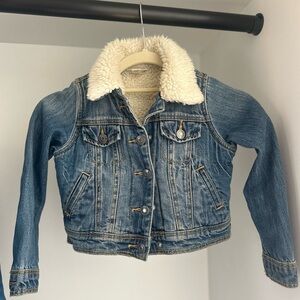 Kids Denim Jacket with Sherpa Collar